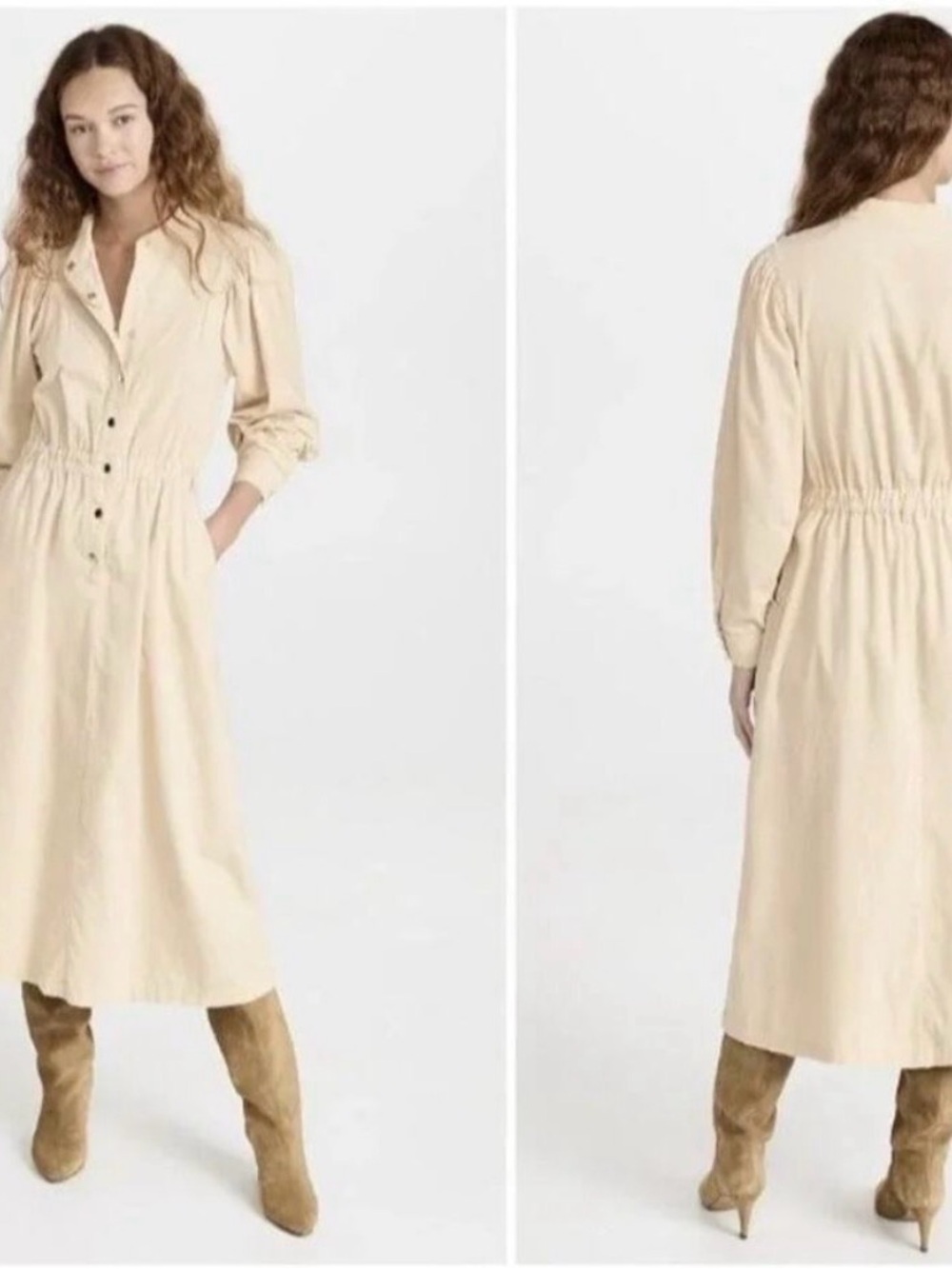 XiRENA Cream Midi Western Shirt Dress- Size XS